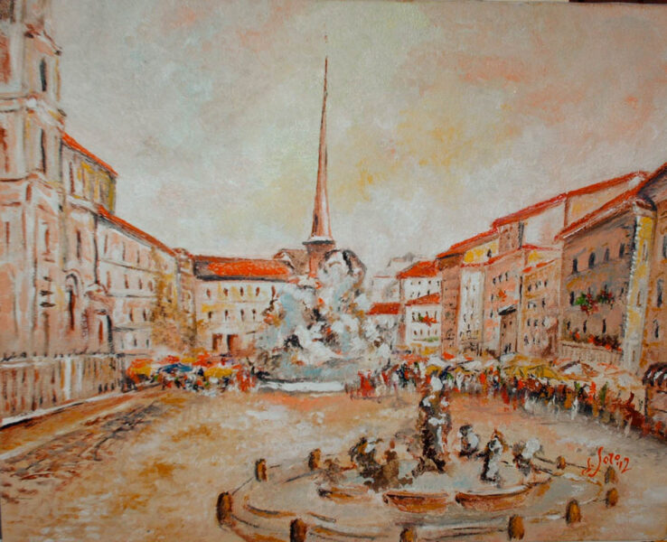 Laura Soro, Piazza Navona (olio su tela, 40x50)