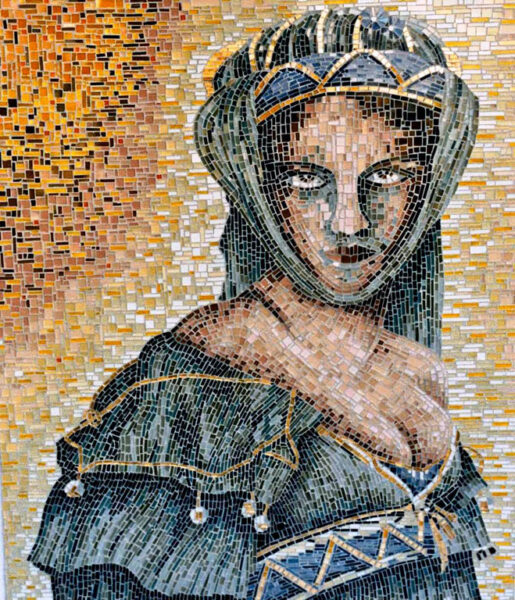 Marzia Dottarelli, Popolana medievale (mosaico in vetro, 54,5x64,5)