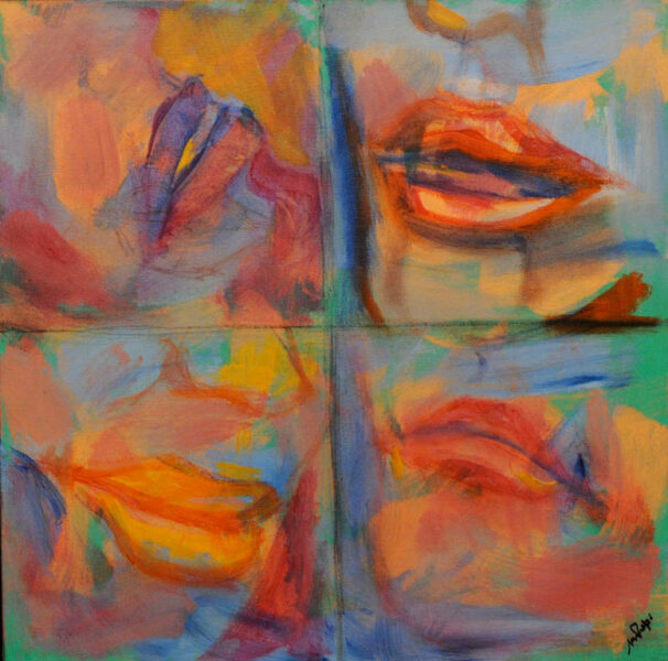 Massimo Papi, Lips (acrilico su tela, 50x50)